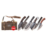 Premium 6-Knife Set With A Leather Roll-Up Bag