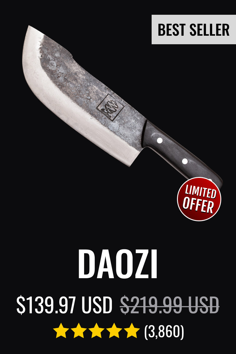 COOLINA Daozi Forged Cleaver Butcher Knife, 7.9-in High Carbon Steel Blade,  Handmade Chinese Traditional Knife, Best for Chopping, Slicing, Cutting